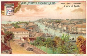 Havnen i Manila (chromolitho) av European School