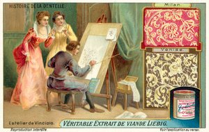 Studioet til Federico de Vinciolo (chromolitho) av European School