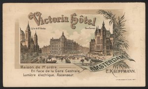 Victoria Hotel, Amsterdam (farget gravering) av European School