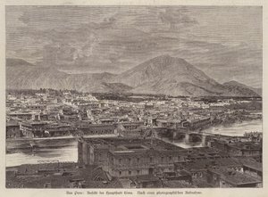 Utsikt over Lima, Peru (gravering) av European School