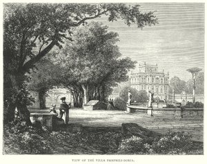 Utsikt over Villa Pamphili-Doria (gravering) av European School
