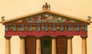 Vestlig fasade av Athena-tempelet i Egina av European School