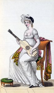 Kvinne med gitar, sent på 1700-tallet av European School