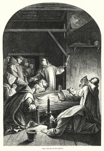 The Death of St Bruno (gravering) av Eustache (after) Le Sueur