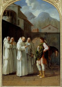 Saint Bruno (1030-1101), grunnlegger av karteuserordenen mottar en melding fra pave Urban II (Urbano II) av Eustache Le Sueur