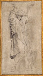 Studie for Marcus Curtius, legendarisk skikkelse fra det gamle Roma av Eustache Le Sueur