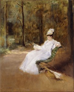 Sitter på en benk; Sur le Banc, ca. 1848 av Eva Gonzalès