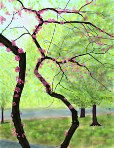 Blomstrende tre, Brooklyn (digital kunst) av Evan Sklar