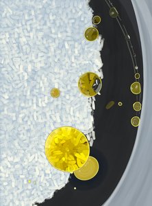 Riskoking i gryte med dråper olivenolje (digital kunst) av Evan Sklar