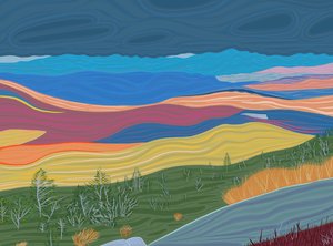 Utsikt over Catskill-fjellene om høsten (digital kunst) av Evan Sklar