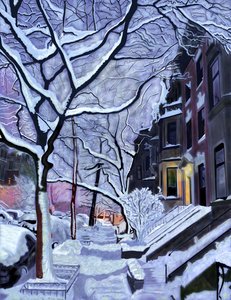 Våt snø, første lys, Brooklyn (digital kunst) av Evan Sklar