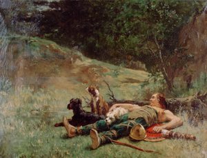 Resten av en jeger med hunder, c1842-1896