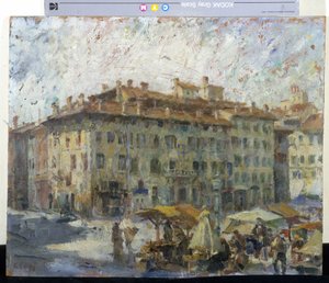 Marked på Piazza Grande i Modena (mars på Piazza Grande i Modene) (olje på lerret)