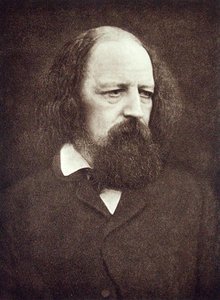 Portrett av Alfred, Lord Tennyson (1809-92), ca. 1889-91 (s/hvitt-foto) av Eveleen Myers