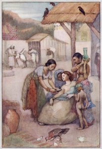 Illustrasjon for Cranford av fru Gaskell (litho-farge) av Evelyn Paul