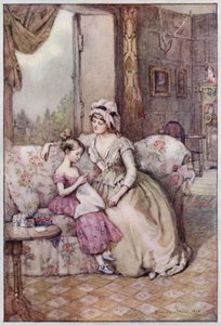 Illustrasjon for Cranford av fru Gaskell (litho-farge) av Evelyn Paul
