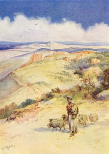 David Gjetergutten (fargelitografi) av Evelyn Stuart Hardy