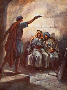 Paul og Silas i fengsel (farge litho)