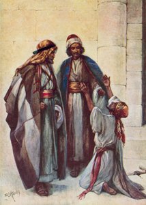 Peter og Johannes og den lamme mannen (farge litho) av Evelyn Stuart Hardy