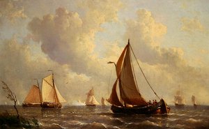 Boats Leaving Harbor (olje på lerret)