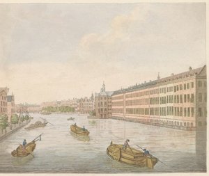 Utsikt over Binnen-Amstel, ca. 1810-1813 Vue du Blaauwe-Brug, pris av l