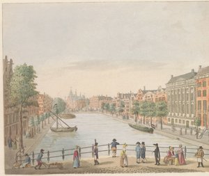 Kloveniersburgwal i Amsterdam, ca. 1810-1813 Vue du Kloveniers Burgwal et de la Maison de Trip, du High Street au Marché Neuf (tittel på objekt)