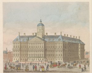 Det kongelige slott på Dam-plassen, ca. 1810-1813 Vue du Palais Roijal, et de la Place le Dam (tittel på objekt)