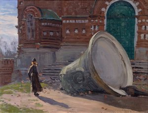 Ødeleggelsen av kirkeklokker, 1924 av Evgeni Ivanovich Stolitsa