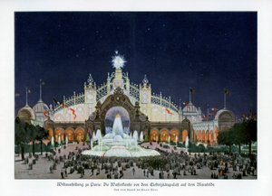 Fontener ved Palace of Electricity, Champ de Mars, Paris verdensutstilling 1889, 1900.