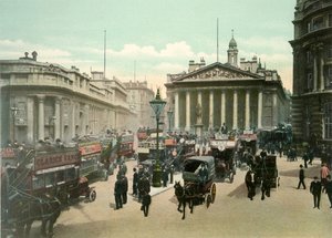 Royal Exchange og Bank of England, ca 1900-tallet. av Eyre and Spottiswoode