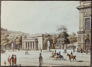 Det nye Watch House, ved siden av Armoury, Berlin (penn og blekk og wc på papir) av F.A. Calau