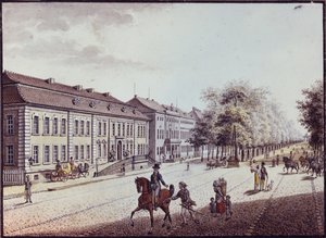 Utsikt over operahuset, Berlin (penn og blekk og wc på papir)
