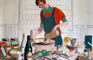 Lage Empire Christmas Pudding, ca. Fargelitografi fra 1920-tallet av FC Harrison