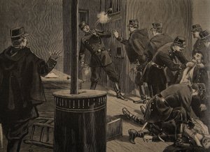 Etievant, Anarchist Shoots from the Grate, illustrasjon fra 'Le Petit Journal: Supplement illustre', 30. januar 1898