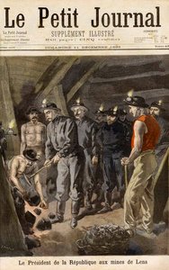 Felix Faure (1841-99) Republikkens president, i gruvene ved Lens, fra Le Petit Journal, 11. desember 1898
