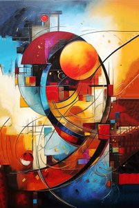 Abstrakt geometrisk oljemaleri, kunst og plakattrykk kvalitet