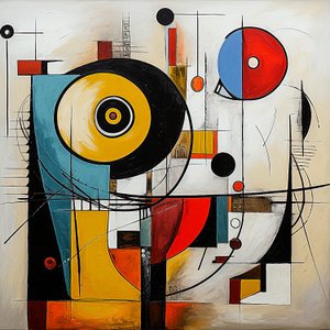 Abstrakte neo-dadaistiske mønstre, dadaisme-kunststil, veggkunsttrykk av F. Abderrahim