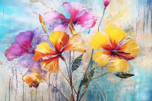 Vakre blomsterbakgrunn, AI-generert oljeblomstermaleri av F. Abderrahim