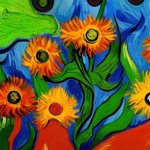 Vakre impresjonistiske blomstermalerier på lerret, veggdekor på soverommet, levende farger av F. Abderrahim
