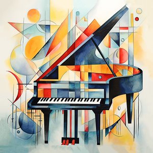 Kandinsky abstrakt stil, abstrakte pianonøkler, veggdekorasjon i hall og stue av F. Abderrahim