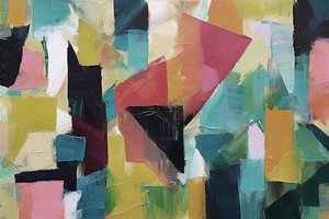 Minimalistisk geometrisk abstrakt oljemaleri, online lerretskunsttrykk av F. Abderrahim