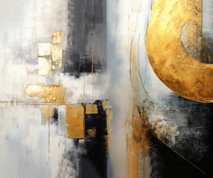 Sølv og gylden abstrakt Intuitiv kunstmaleri, firkantede kunsttrykk