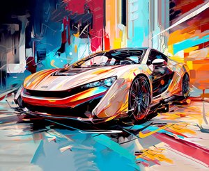 abstrakt Moderne luksus racingbilmaleri, veggkunsttrykk av F. Abderrahim