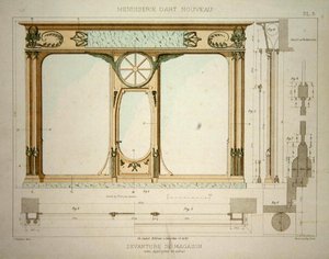 Design for en butikkfront, illustrasjon fra 