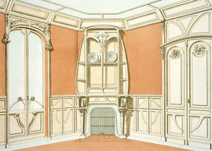 Interiørdesign for en spisestue, illustrasjon fra Menuiserie dArt Nouveau utgitt ca. 1900