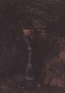 Foss i et skogslandskap av F. Famin