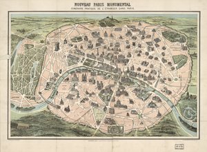 Utvalgte bygninger vist billedmessig. Fugleperspektiv. LC kopi montert på duk. Også tilgjengelig via Library of Congress-nettstedet som et rasterbilde av F.; Garnier Frères; Dufrénoy Dufour