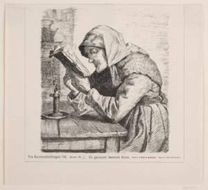 En gammel lesende kone av F. Hendriksen