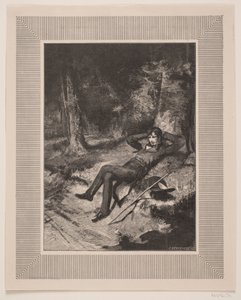 Illustration til C. Hauch, "Den Elskede"   1282293   no       norwegian Successfully Translated  Original: Studie van een mannelijk naaktmodel, op de knieën met een zwaard en schild in de handen, in het atelier van Jacques de Lalaing Translat: Studie van e
