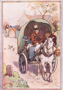 Mens de flyttet bort løp moren hans ut av porten, illustrasjon fra David Copperfield, 1914